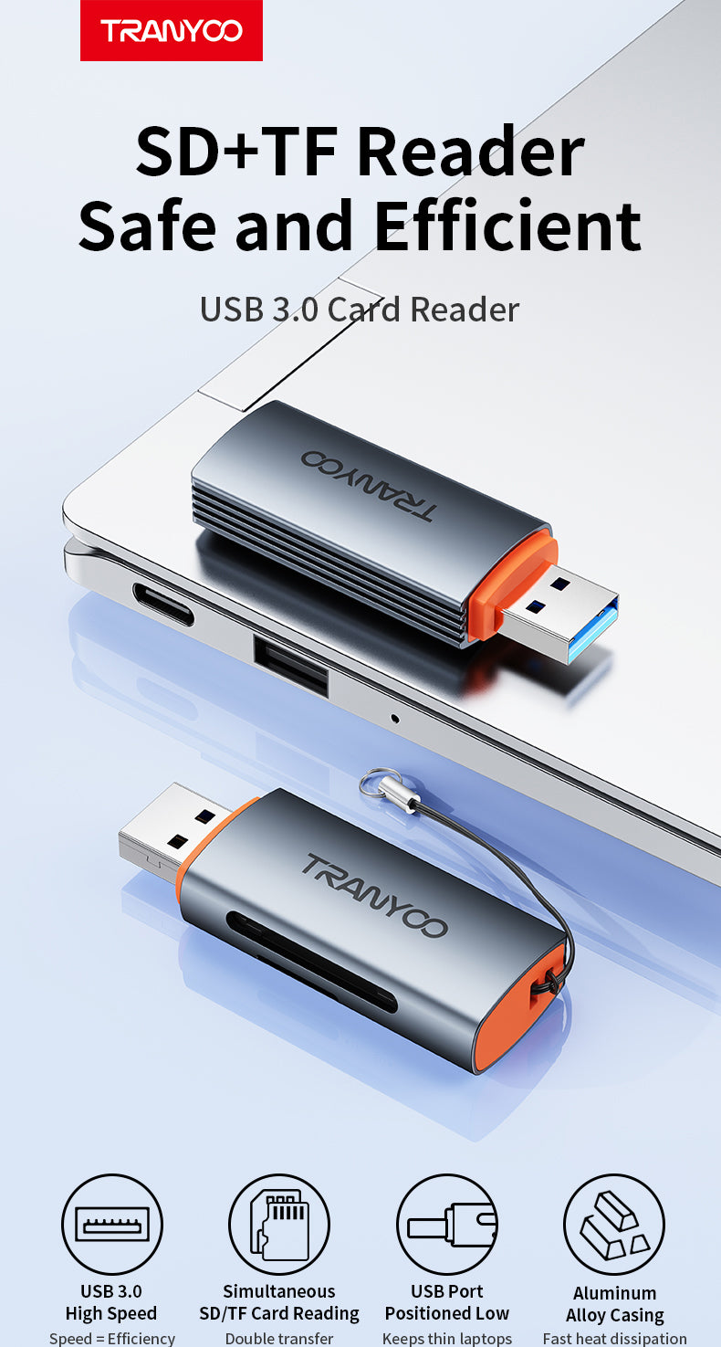 Tranyoo USB 3.0 Card Reader 2-in-1