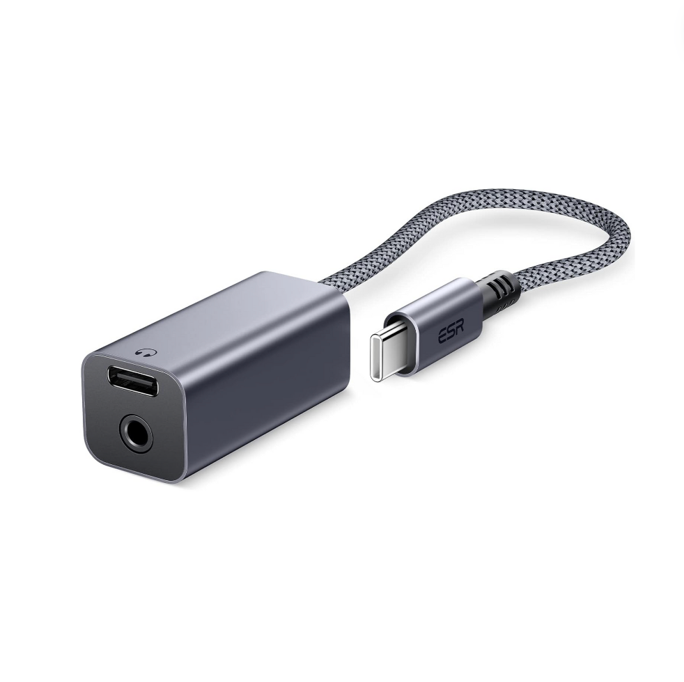 ESR Adaptador de auriculares USB C, 2 en 1
