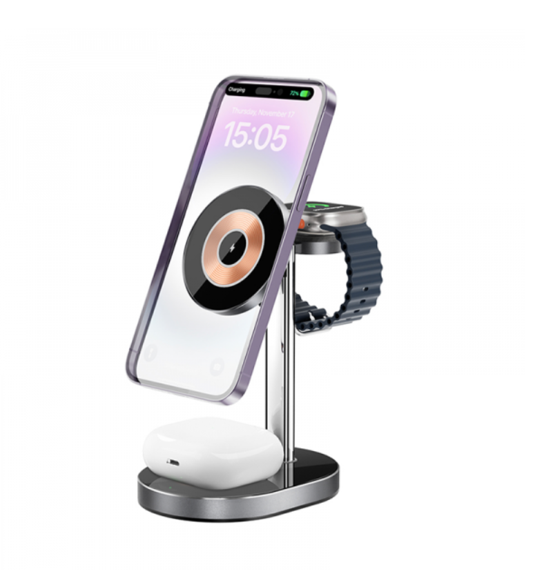 WIWU LIGHT SHADOW 3 IN 1 WIRELESS CHARGER - BLACK