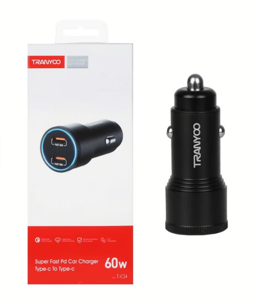 Cargador Para Auto tipo C - 60W PD  - Tranyoo