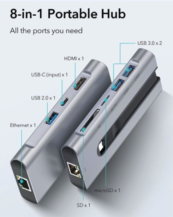 8 in 1 Portable Hub