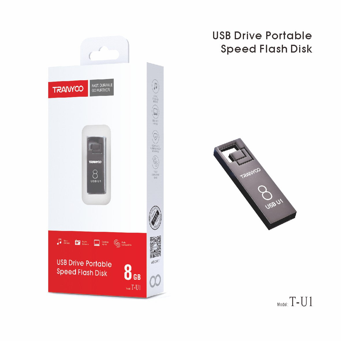 Tranyoo USB Drive Portable Speed  Flash Disk 8GB