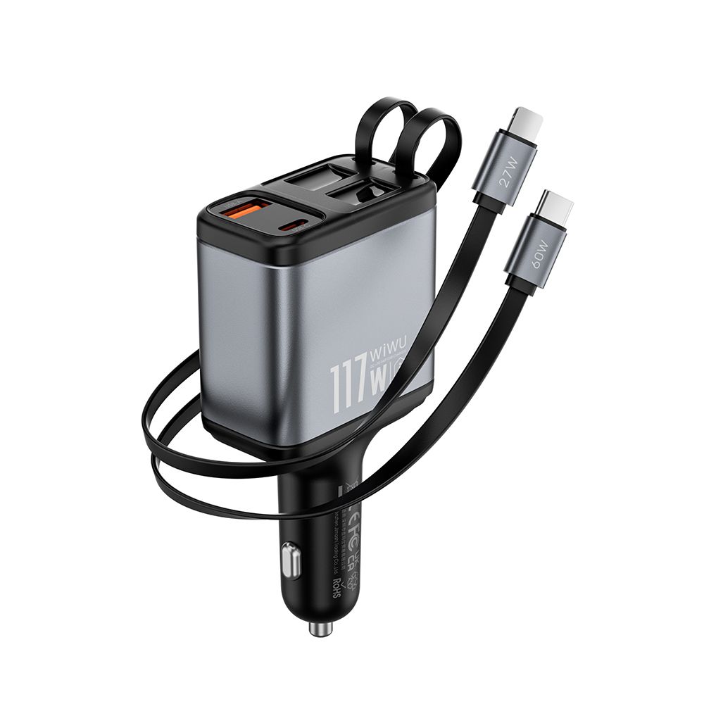Cargador de auto Con multiples puertos y cables