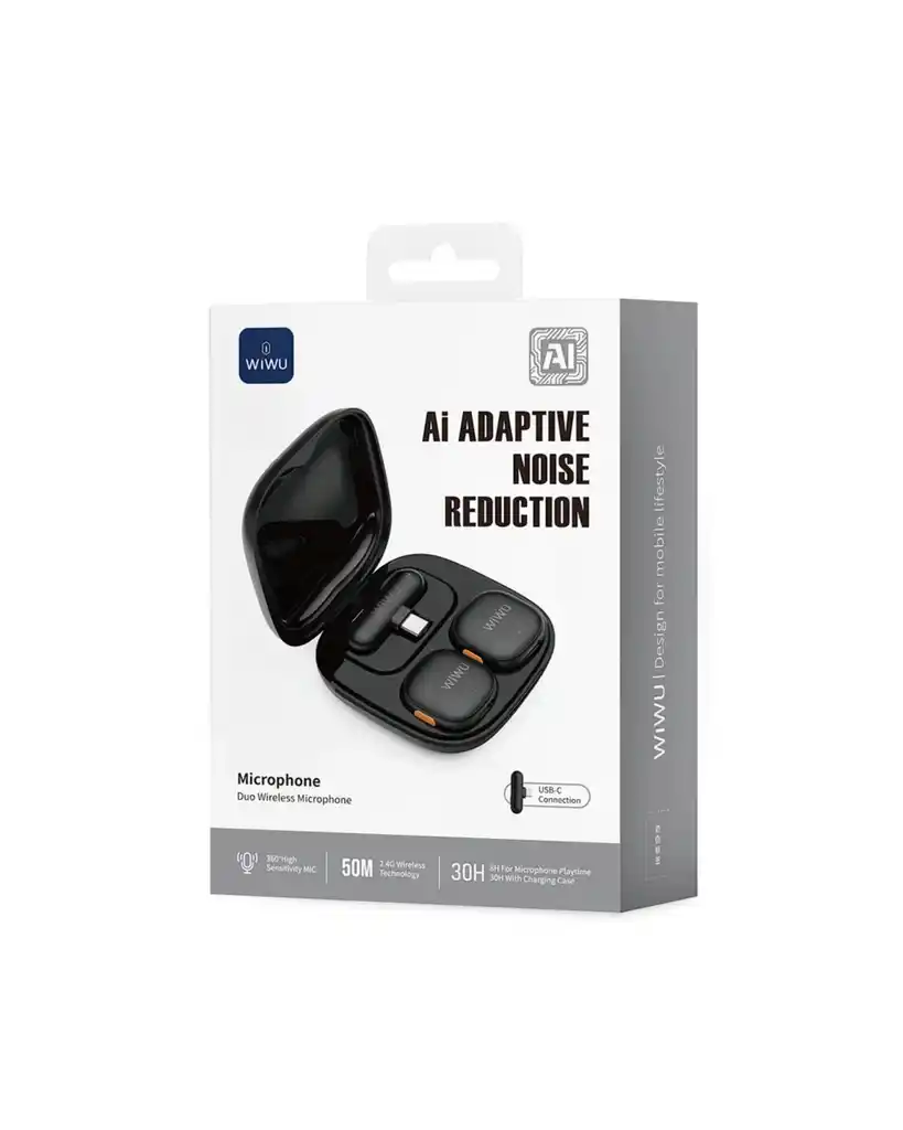 WiWU AI Noise Reduction Wireless Lavalier Microphone